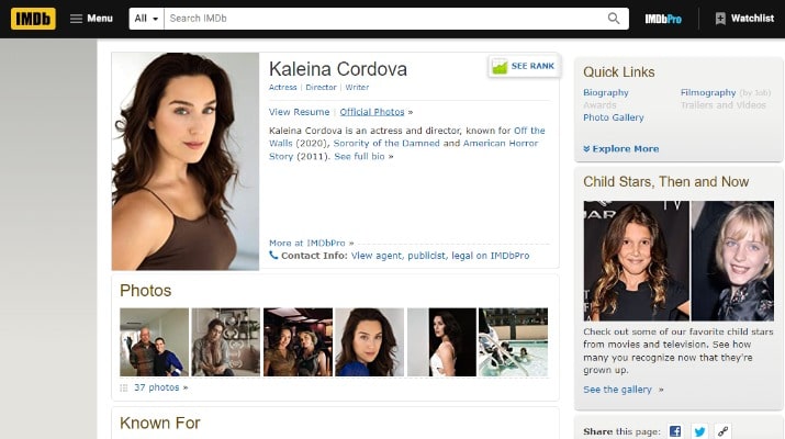 Picture of Kaleina Cordova's IMDb page.